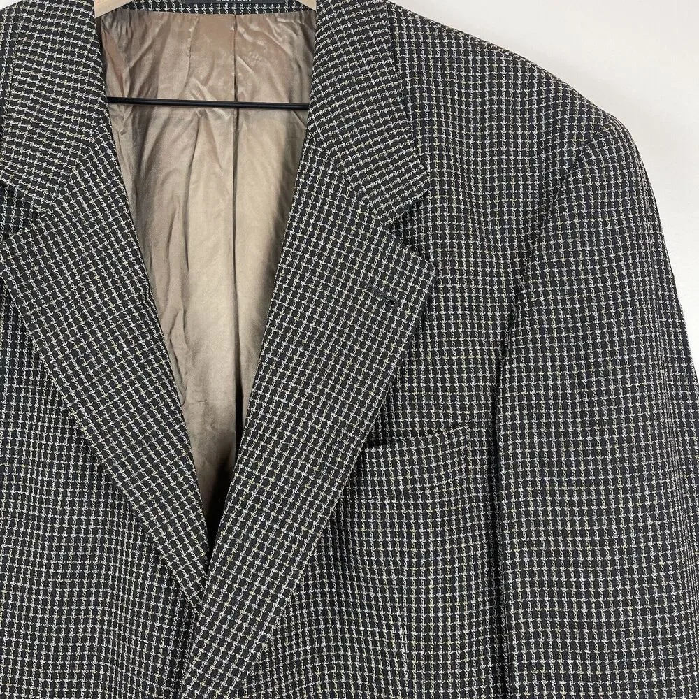 Hugo Boss Blazer Jacket Men 44L‎ Black Brown Schurwolle Virgin Wool Blend Career